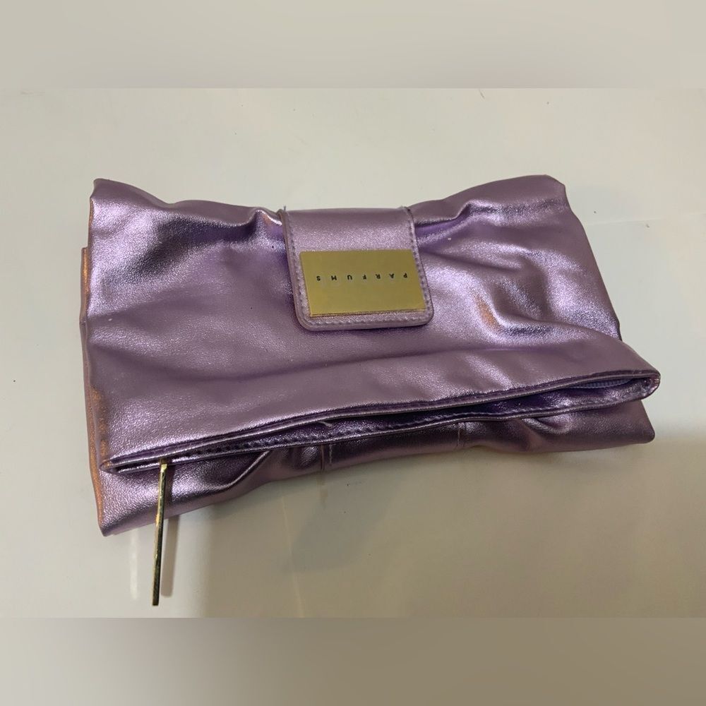 Authentic Versace Glam Fashion Metallic Lavender Pink Clutch Bag